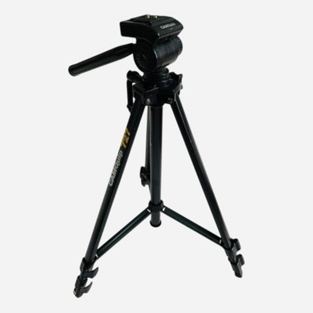 Vintage Camquip 727 Extendable Camera Tripod Black 5ft Pan Tilt Head Good